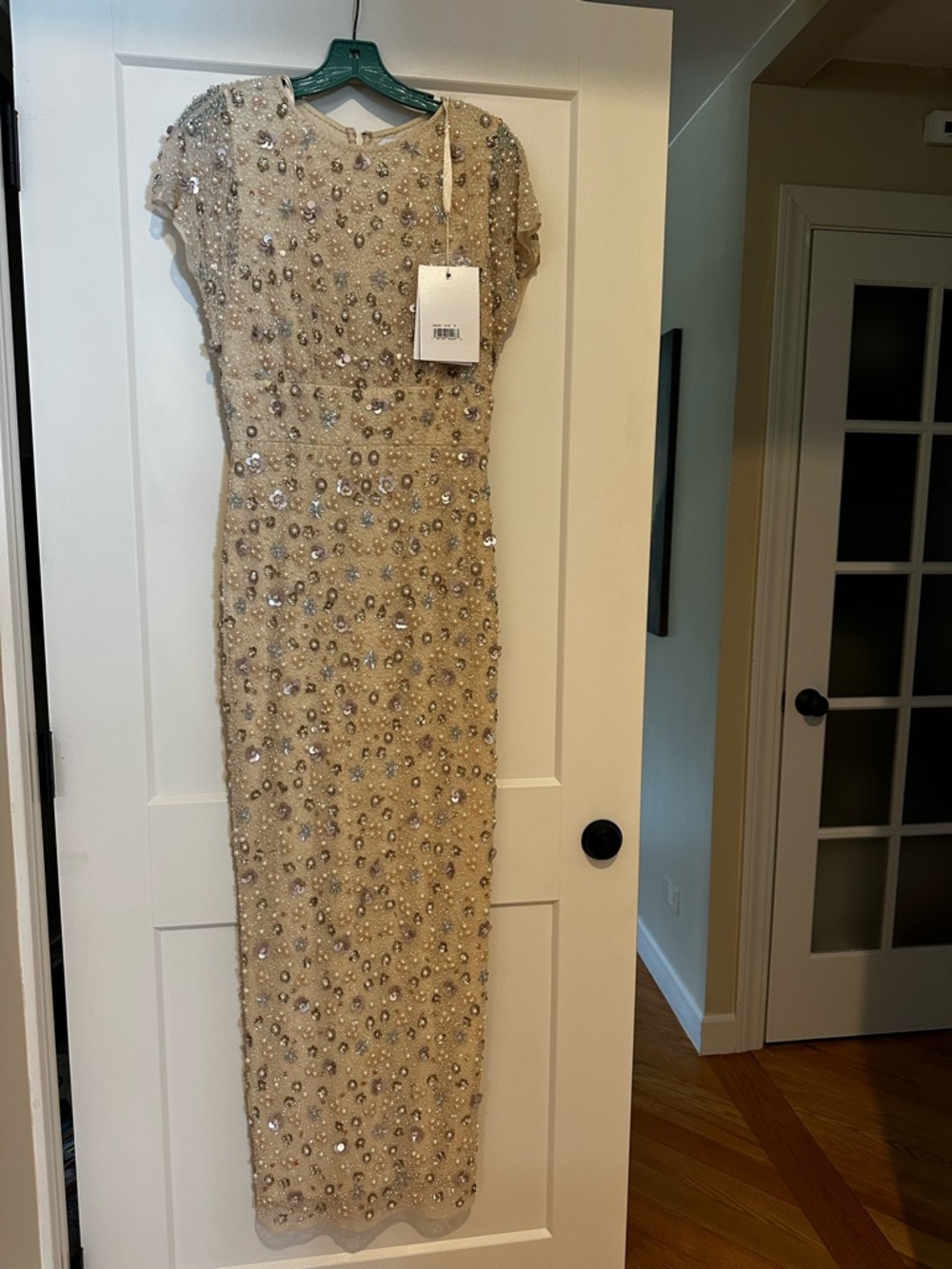 Mac Duggal 94205 Ivory Floral Embellished Mesh Fitted Column Gown US 6